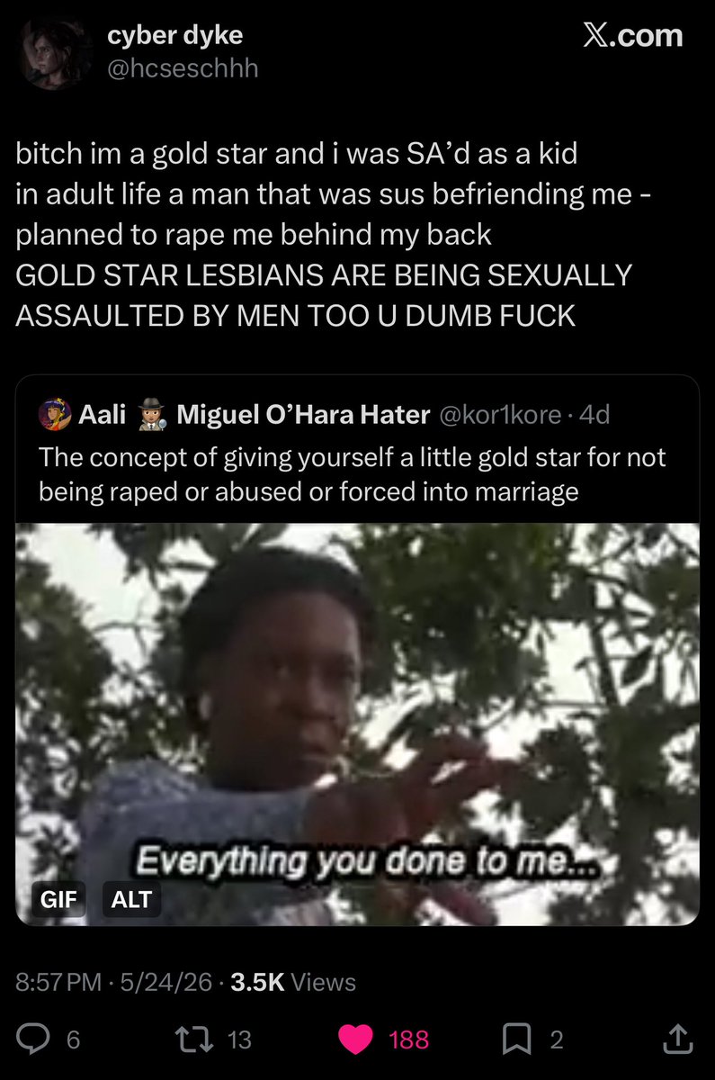 nothnnhl's tweet photo. @isaac_evilman Is there a source for this claim? because I see the gold stars y’all complain about doing the exact opposite of that. many gold stars are SA victims themselves, but because they’re smart enough to know that rape ≠ sex, they still rightfully claim the term. https://t.co/IoGXsEm3SJ