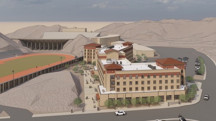 UTEP's tweet photo. 🤩 EXCITING NEWS! Today, University and community leaders broke ground on Miner Crossing, a new $102 million complex that will provide a much-needed expansion of UTEP’s on-campus housing.

This state-of-the-art residence hall will be equipped with a fitness center and brand-new dining facility near the center of campus.

Learn more: https://t.co/qfb8MC7J1H