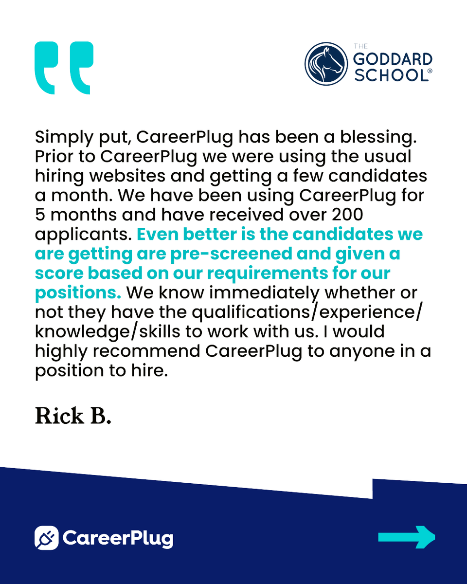 CareerPlug's tweet photo. 4 Goddard School locations. 4 different people doing the hiring. One consistent result.

Swipe to see what's working → @GoddardSchool

#FranchiseHiring #CareerPlug https://t.co/WEFCoaRu67