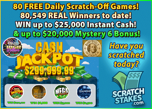 scratchstakes's tweet photo. 🤑Play 80 FREE #scratchoffs, #win FREE Instant Cash up to $25,000!
🔓Unlock the Mystery 6 Bonus up to $20K!
🏆Enter to win a $299,999.99 Cash Jackpot!
💸$100 Daily Cash #Winner Guaranteed!
🤔Have you scratched today?
👉 https://t.co/nCAk93cK6G https://t.co/i762XUHB1K