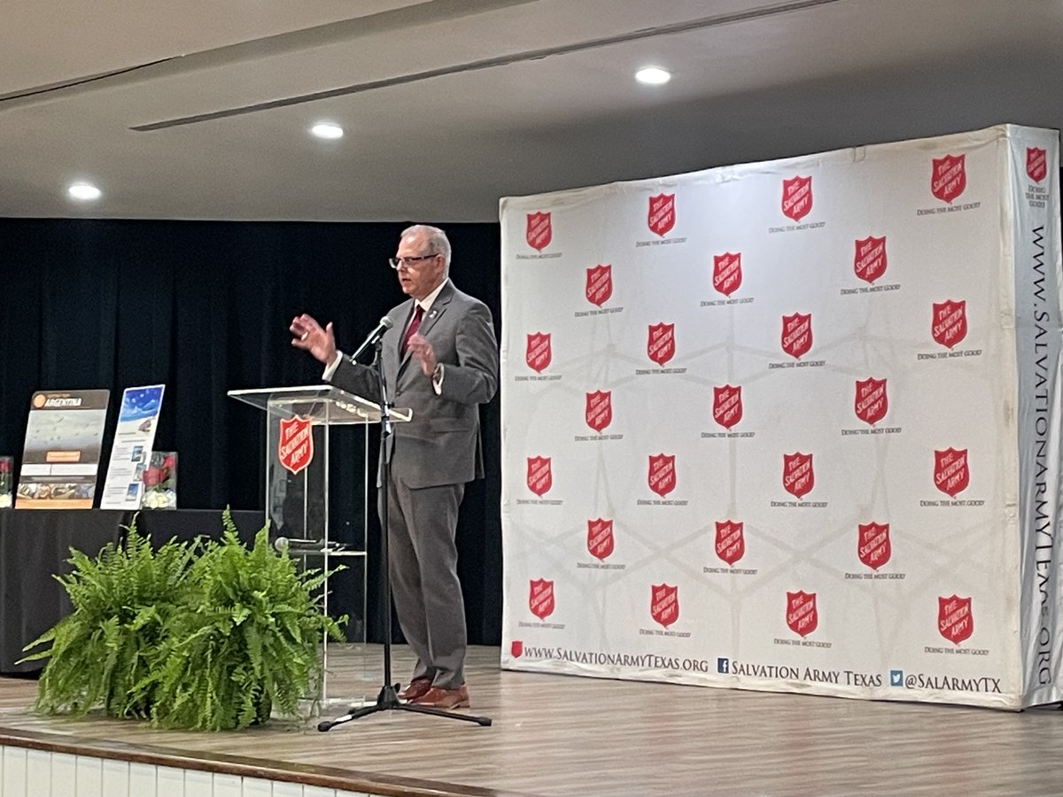BushSchool's tweet photo. The Bush School's Dean John B. Sherman ’92 gave the keynote at the Salvation Army’s 15th Annual B/CS luncheon, highlighting the dedication of its members and volunteers to serving those in need. https://t.co/xnipNyOdLu