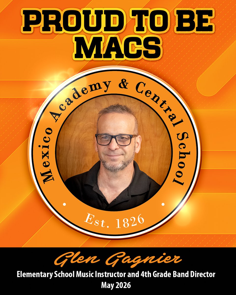 MACSPride's tweet photo. 🧡🖤 Proud to be MACS – May 2026 🖤🧡

Recognizing Mr. Gagnier, elementary music instructor &amp; 4th grade band director, for inspiring young musicians each day. 🎶🌟

🔗 Read more on the @MACSPride website: https://t.co/Zsln5HaapA https://t.co/oh95Nj4Ddx