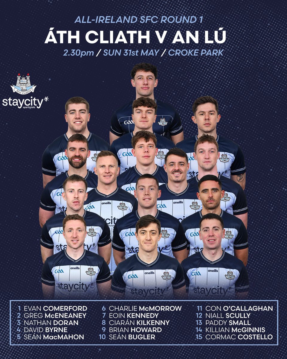 DubGAAOfficial's tweet photo. A reminder of the Dublin Senior Football team to face Louth at Croke Park on Sunday afternoon. 

#UpTheDubs https://t.co/ZEjZbZCFB4