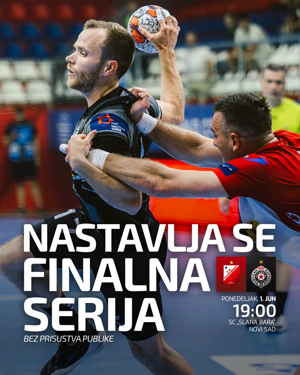 PartizanRK's tweet photo. ARKUS liga donela je odluku  da se drugi meč finala plej-ofa između Vojvodine i Partizan AdmiralBet-a odigra ponovo.

Timovi će izaći na teren u ponedeljak 1. juna sa početkom u 19 časova. 
 
Utakmica će se odigrati na Slanoj Bari pred praznim tribinama. https://t.co/41M4Pi2p4S