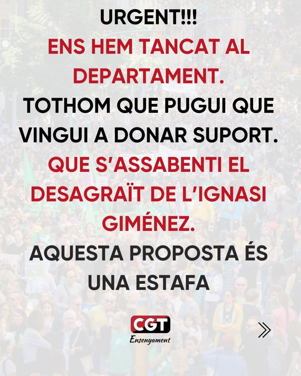 CGTCatalunya's tweet photo. ENS TANQUEM A EDUCACIÓ

L'oferta "definitiva" que ens ha fet la consellera Niubó és una estafa. Resistim 🔥 https://t.co/fU6olF6qen