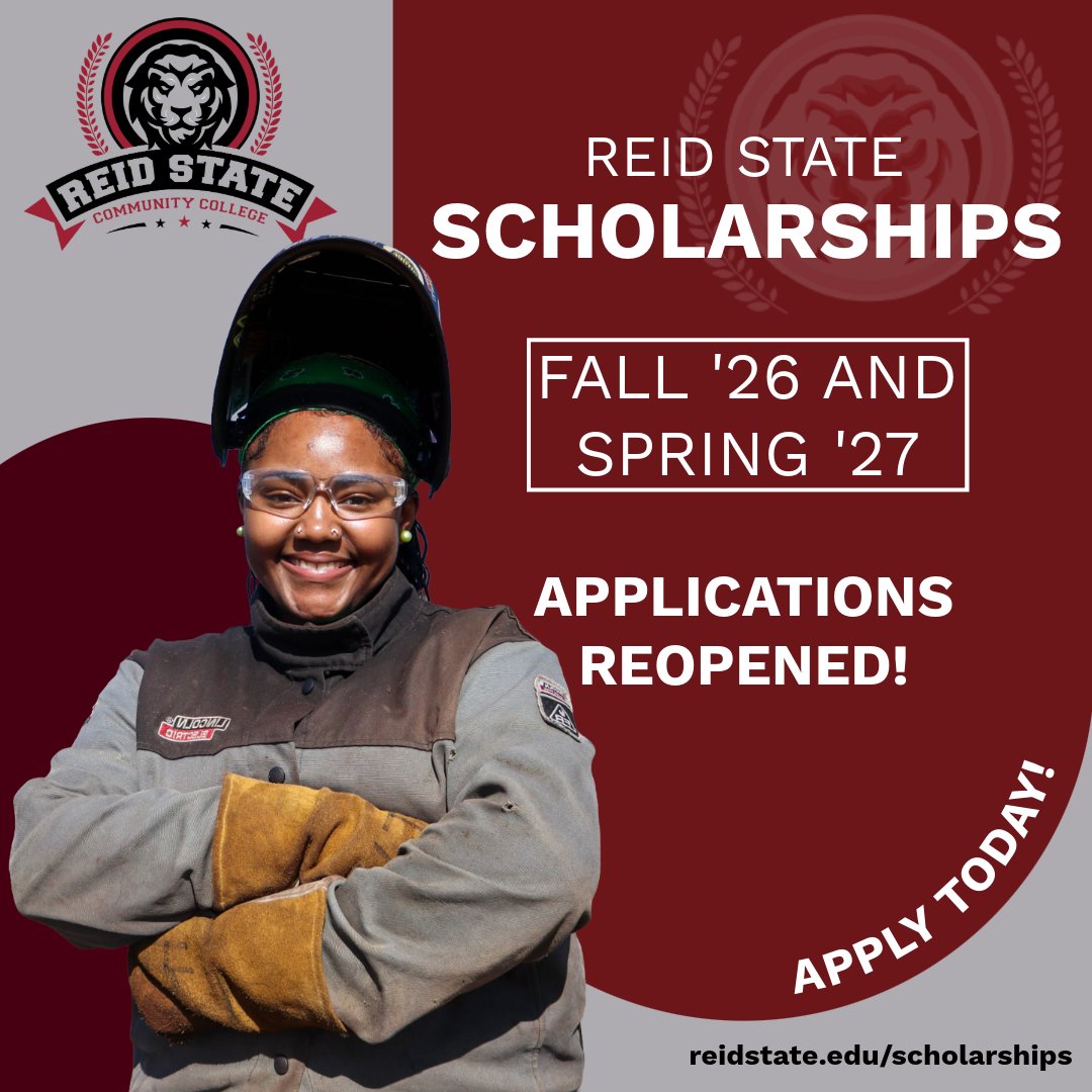 ReidStateCC's tweet photo. Calling all first-time, transfer, &amp; current students! Institutional scholarship applications are open again for Fall/Spring.

Get up to $4,000/yr for academics or $3,000/yr for leadership. Awards are renewable annually!

Criteria &amp; application: https://t.co/8cW5r57eev https://t.co/ZK4PYHeWvM
