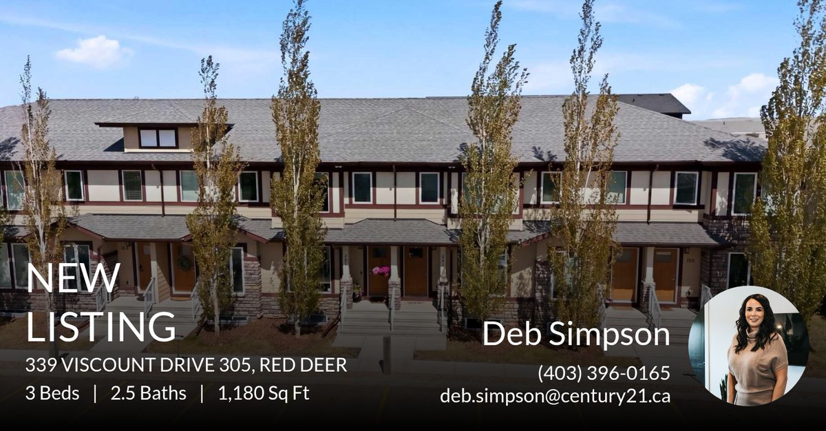 DebSimpson1975's tweet photo. 📍 New Listing 📍 Take a look at this fantastic new property that just hit the market located at 339 Viscount Drive 305 in Red Deer. Reach out here or at (403) 396-0165 for more information!

Listed by Jenna Smith

Deb Simpson 
Cen... https://t.co/KriE7fm8Bu https://t.co/vSmt0cEBtE