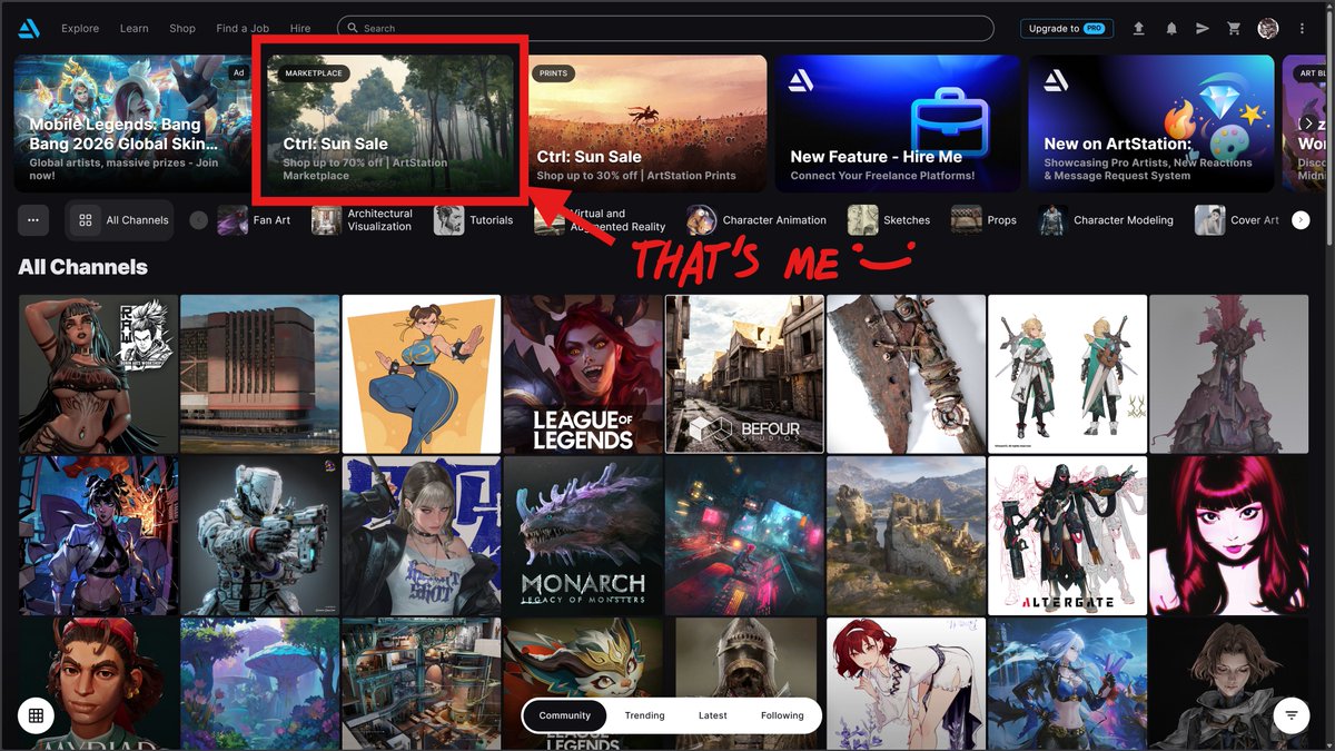 Apestogeth's tweet photo. Wait a sec. I did that... At first I thought. Huh, since when does #Artstation do personalized adds with your own work? Turns out it's actually just mine LMAO. #conceptart #b3d https://t.co/VD9cEnHPDZ