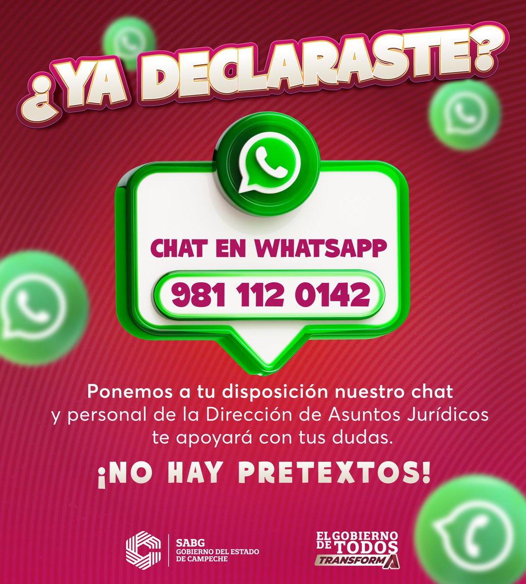 RoxanaMonteroP's tweet photo. ¿Tienes dudas? 🤔

¡Escríbenos por WhatsApp! 📲
Ahora te atendemos hasta las 4:00 p.m.

Más tiempo para ayudarte con tu #Modificación2026 

#CeroPretextos #ElGobiernoDeTodosTransforma https://t.co/UR8jIAmC37