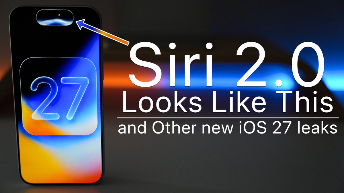 zollotech's tweet photo. iOS 27 is finally gaining the Apple Intelligence promised some time ago among many other things.  Here is what Siri 2.0 and other new features look like according to a leak today.  

Full video here:  https://t.co/qHFp8FSroq https://t.co/fTsICtxFxy