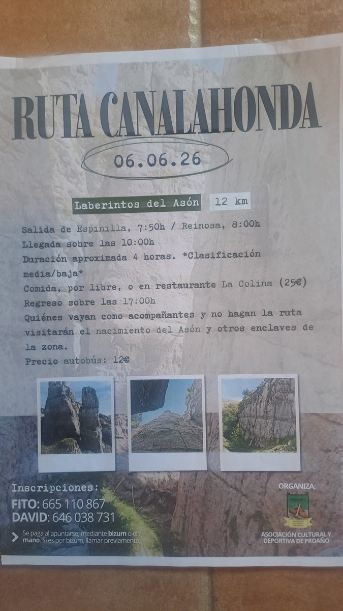 CunaEbro's tweet photo. RUTA CANALAHONDA
06.06.2026
Laberintos del Asunto. 12 km.

Más info/ Inscripciones. 
Fito: 665110867 
David: 646038731

Organiza: Asociación cultural y deportiva de PROAÑO
 
#campoodesuso♥️ 
#tirismoencantabria https://t.co/TwkaaRNqCL