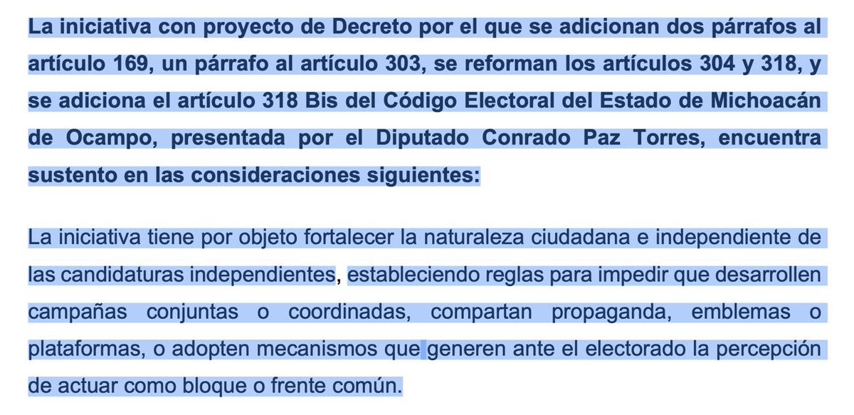AlonsoColosio's tweet photo. Decir -en un misma oración- que el objeto de la iniciativa es fortalecer las candidaturas independientes y al mismo tiempo proceder a enlistar una serie de impedimentos para reducirlas, no sólo es una contradicción, sino también un cinismo profundo. https://t.co/Qi6SQf1ltS