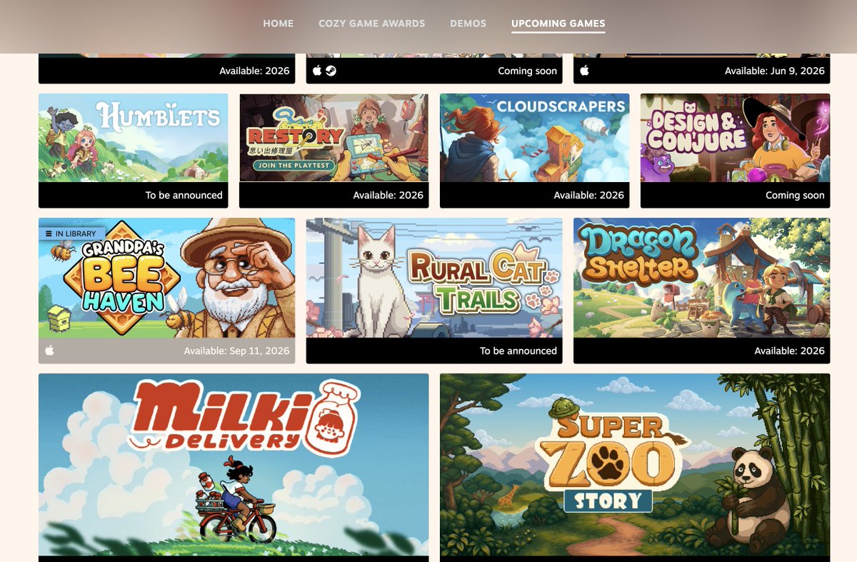 KickstartGames_'s tweet photo. Really cool that our game is shown together with all of these awesome games during the Cozy &amp; Family Friendly Games Celebration! 🤩😃 @rokaplayHQ #cozygames #indiegames #idlegame #farmingsim #wholesomegames https://t.co/Fbjs1vqOYX