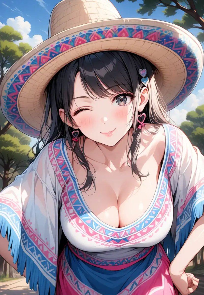 shigerii2525's tweet photo. おはようございます☀

エスニックの日　うちの子ちゃんバージョン

「どう？似合うかな？」のワンシーンですね。
さて金曜日、今日１日頑張れば週末ですね✨今日まで新人教育のため、いいねやリプが遅れるかと思われます🙇‍♂
暑くなるようなので、水分補給していきましょう🥤

#AIart https://t.co/uhGzYkeCH3