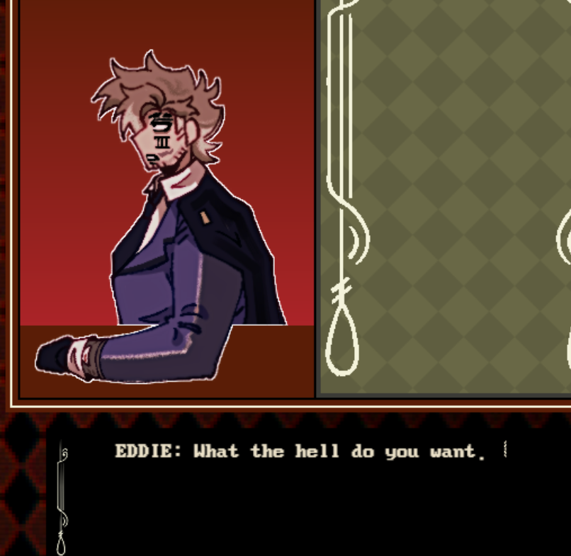 meetnadream's tweet photo. eddie has 0 patience for anyone outside of sailor's group (especially vick's group) during his route and it's so funny to me https://t.co/fzIBo0H26n