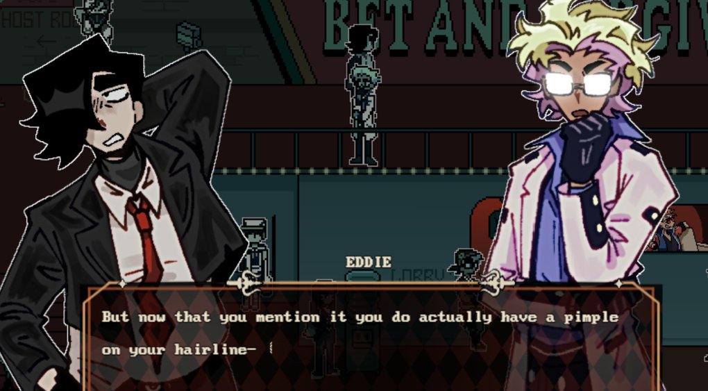 meetnadream's tweet photo. eddie has 0 patience for anyone outside of sailor's group (especially vick's group) during his route and it's so funny to me https://t.co/fzIBo0H26n
