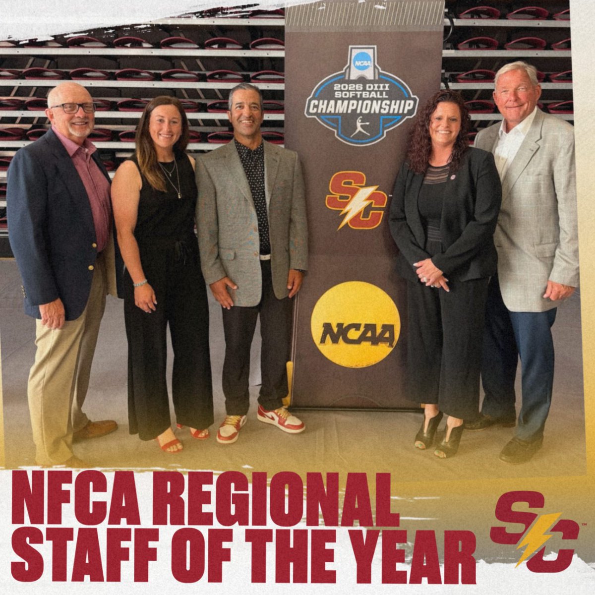 SCStormSoftball's tweet photo. To play your best, you have to be coached by the best! ⚡️

Congratulations to our amazing coaching staff on being named the NFCA Regional Coaching Staff of the Year 🏆

🔗 https://t.co/Er2OqVl2Cx

#rollriversSB #d3softball https://t.co/jpsBhuN1hn