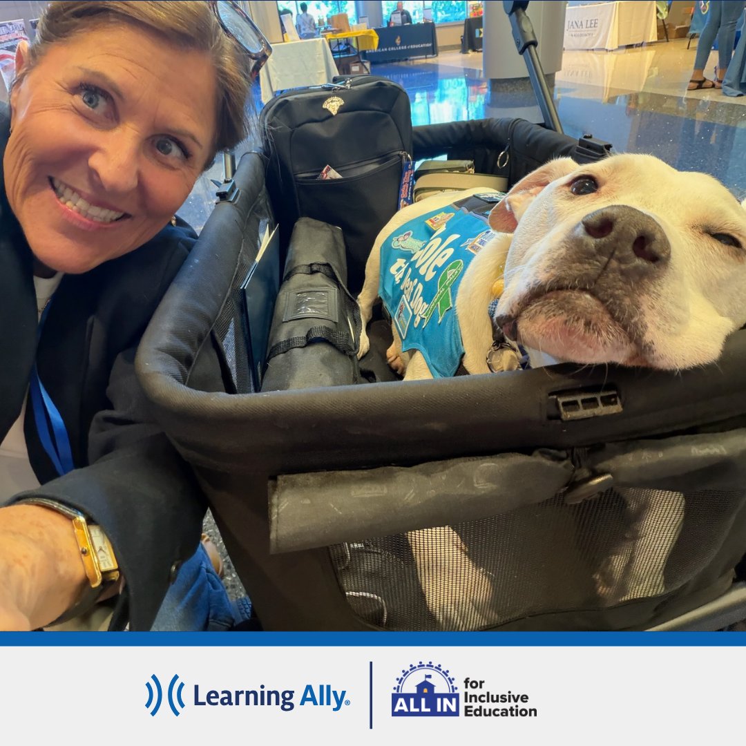 Learning_Ally's tweet photo. Our team had a great time meeting with community members and literacy advocates, including Cole the Deaf Dog, at the All In Summer Conference in New Jersey. https://t.co/J3dV2tRfVV