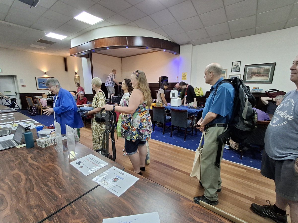 TotallyLocal_LB's tweet photo. Queue of visitors to Saturday's @RepairCafeLB. Really appreciate everyone who attended for more fixing and mending as part of May's #BigFix2026 event. Next meeting on Sat 27th June during #GreatBigGreenWeekLB Also will announce winners of  #GreenJoyinUnexpectedPlaces photo comp https://t.co/jESJzQwVMG
