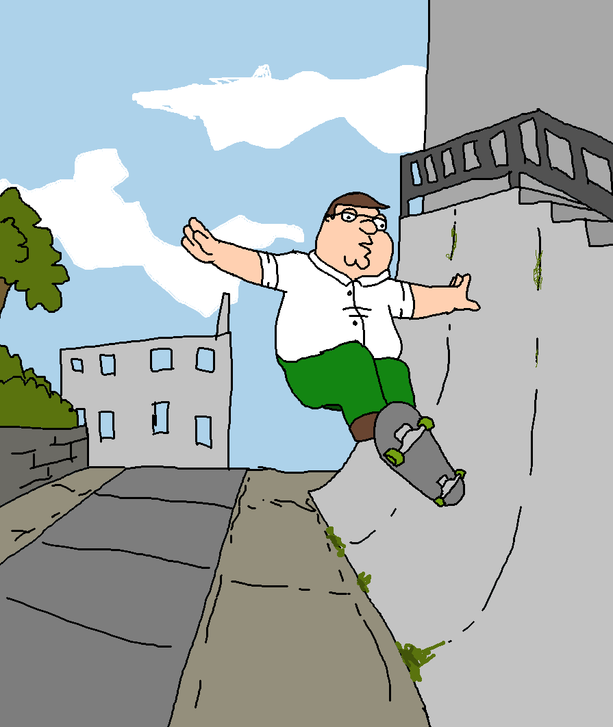 SpanknMySprunki's tweet photo. peter griffin pays homage to mark gonzales and goes 🛹 skating on alcatraz island #artwork https://t.co/zFuZQWu3tS