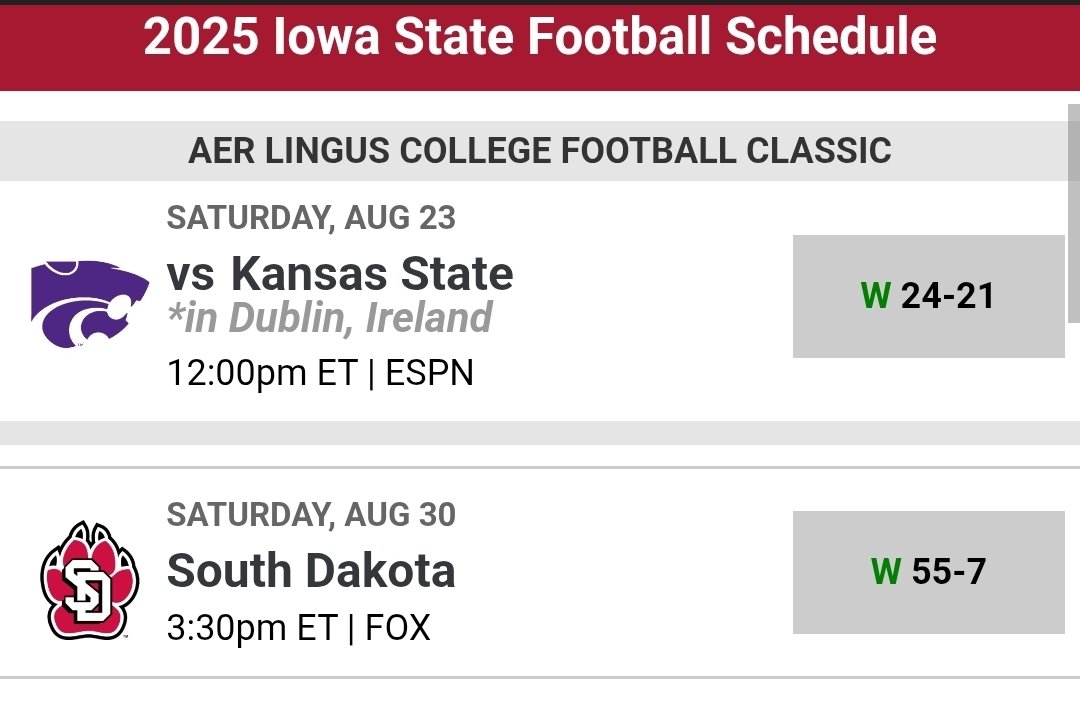 IAPuntReturner's tweet photo. @HunterYurachek Did Pollard complain last season when ISU opened the season in IRELAND, had to fly back to the US &amp; play South Dakota in roughly the same time frame?

If memory serves right they arrived in Ames late Sunday afternoon last year &amp; played South Dakota 6 days later.

Hmmm! https://t.co/o9iM5gtbgw