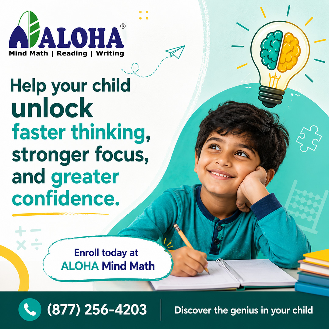 AlohaKidsMath's tweet photo. Help your child build faster thinking, stronger focus, and greater confidence with ALOHA Mind Math. Give them the skills to succeed in learning and beyond! ✨
👉👉https://t.co/0JpeTThYQn
📞📞(877) 256-4203
#ALOHAMindMath #MathForKids #Reading #Writing #Math #AfterSchoolProgram https://t.co/dw1fstA91A
