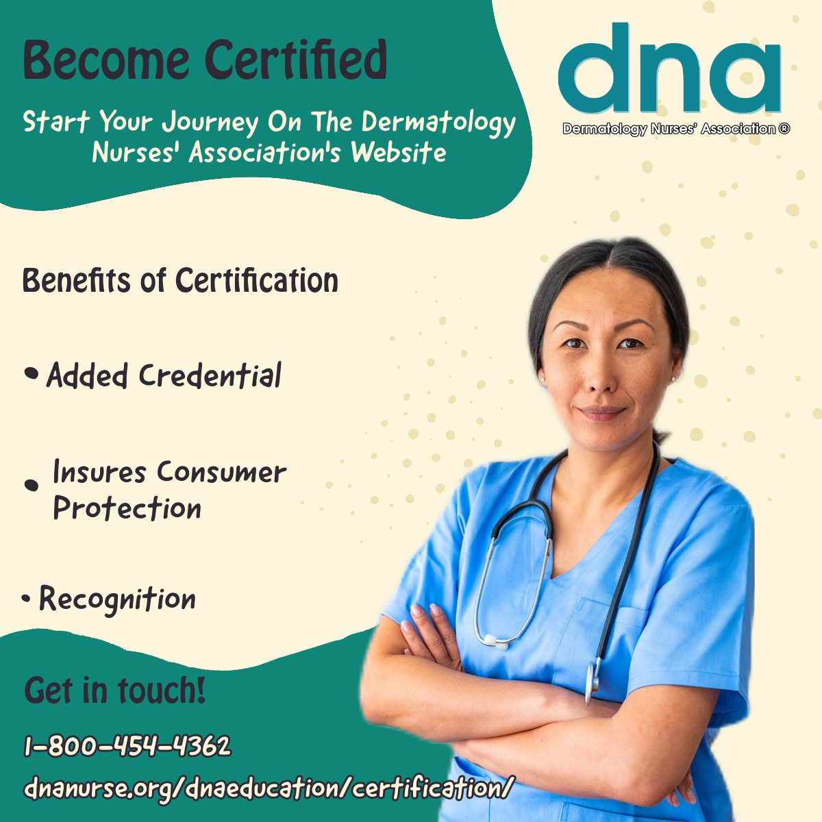 DNAnurses's tweet photo. Certification provides an added credential beyond licensure and demonstrates by examination that the Registered Nurse or Nurse Practitioner has acquired a core body of specialized knowledge and adheres to specialized nursing standards.

Learn more: https://t.co/Y5iGiAI5Hl

#DNA https://t.co/rlL9ptNWwD