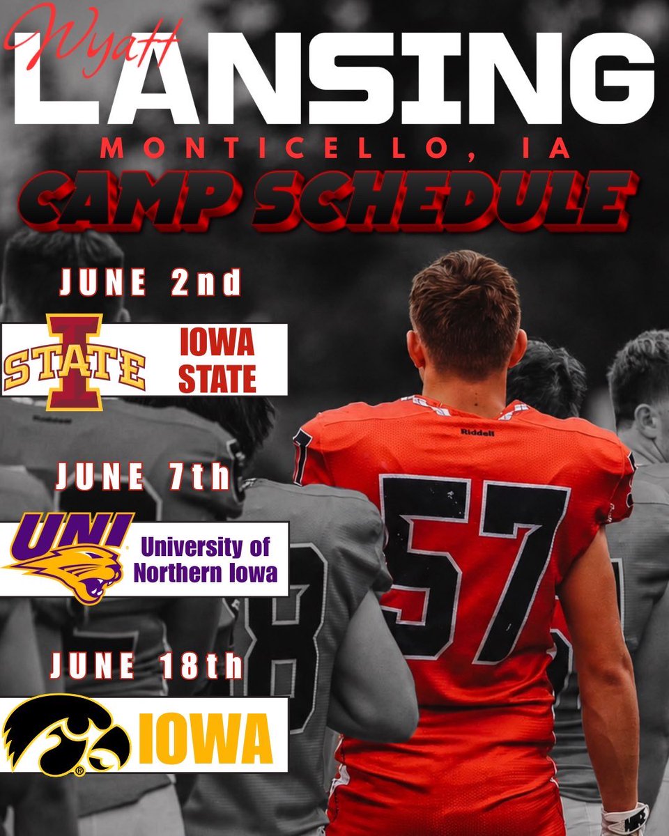 lansing_wyatt's tweet photo. Camps schedule for june!! @CoachHestness @CoachHupke @CoachMaccc @PrepRedzoneIA https://t.co/P7bkBmLmXH