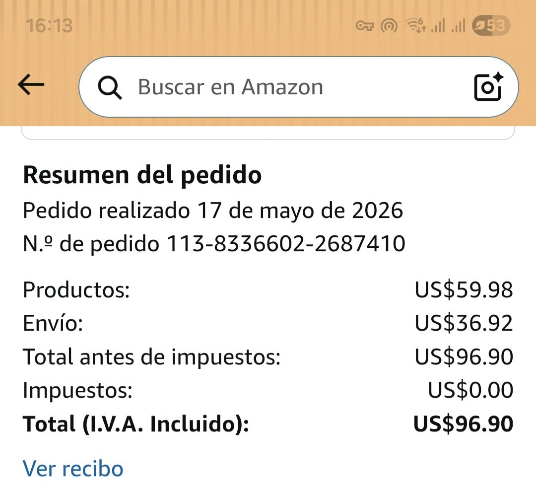 tomassruiz's tweet photo. @yeltsin_blind @LucianoBar87966 El envío lo calculó directamente Amazon  fueron 36 dolares. Pesó menos de 1kg. Lo hice de prueba y todo bien! https://t.co/MfOFINn0UL
