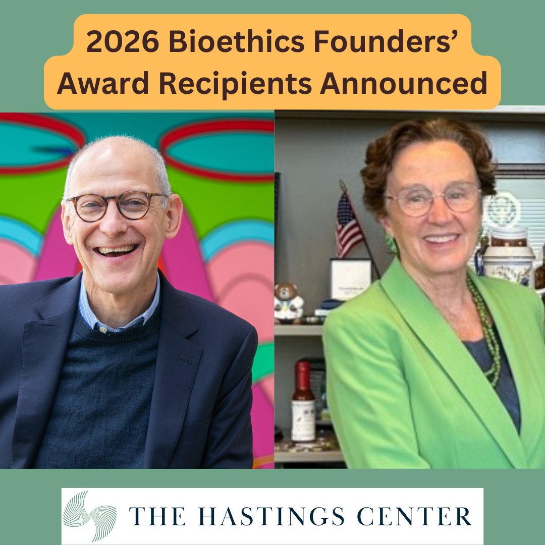 hastingscenter's tweet photo. 🏆 The Hastings Center honors Ezekiel J. Emanuel and Christine Grady as recipients of the 2026 Bioethics Founders’ Award for their groundbreaking contributions to bioethics, medicine, and public policy. 🌍⚖️🧬

Learn more: https://t.co/si9AwTIeGV

#Bioethics #MedicalEthics https://t.co/oMaxsbbLC1
