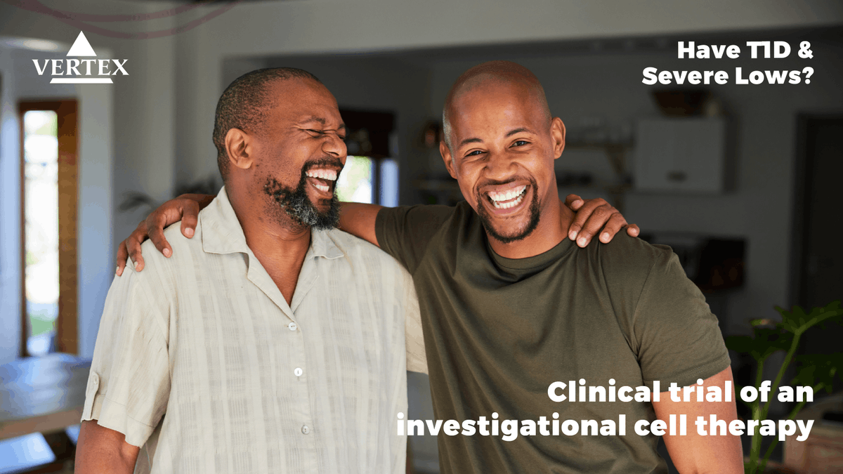T1DExchange's tweet photo. Do you have T1D and a history of severe lows? 

Vertex Pharmaceuticals’ VX-880-101 clinical trial is currently recruiting people with T1D ages 18-65. This study is evaluating an investigational islet cell therapy in T1D. 

See if you may be eligible: https://t.co/7Mexyh08s7 https://t.co/wlpKSSr1ow