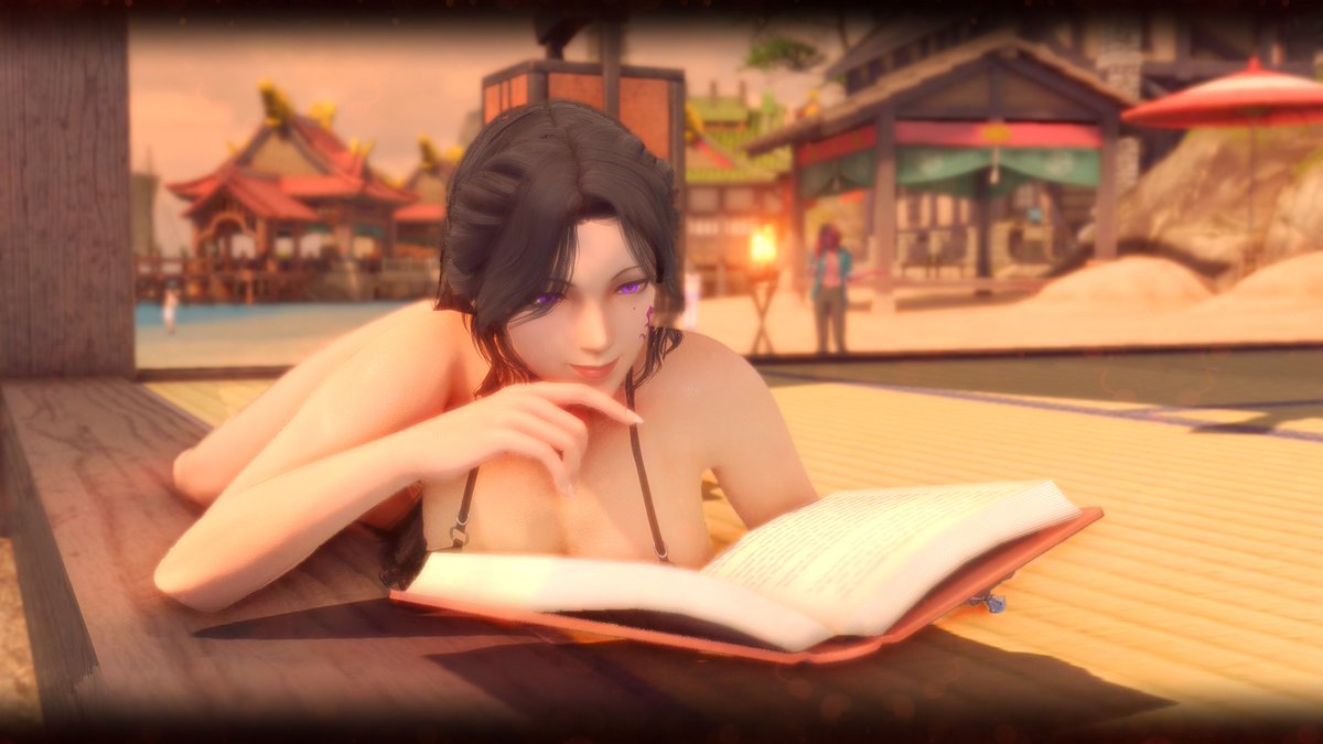 Rule63Dante's tweet photo. "Mh? I should be enjoying the sunset, not catching up on reading...? Hmmm... You might have a point, but I hope you'll be joining me~." (1/3)

#Midlanders_Today #gposers #gposersnsfw https://t.co/4HFl55Kgv1