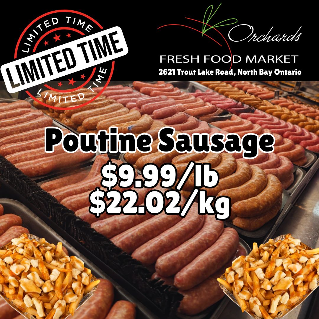 OrchardsFF's tweet photo. 🍟 + 🌭 = The ultimate Canadian mashup you didn't know you needed! Meet our limited-time Poutine Sausages! Get them while they last for just $9.99/lb ($22.02/kg). #poutine #LimitedTimeOffer #store #summerisnear #freshfood #onlyatorchards #wherefreshcomesfrom https://t.co/gQXDyiRkHg