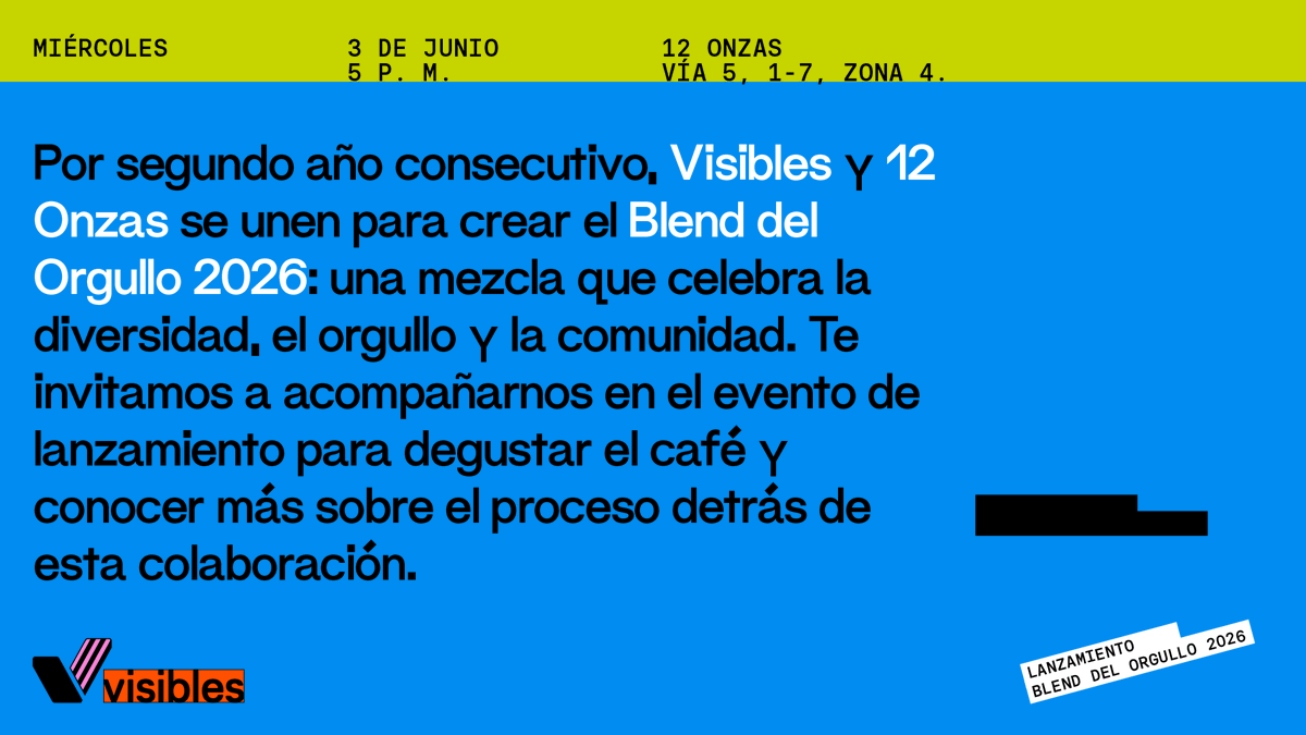 visibles_gt's tweet photo. ¡Vuelve el Blend del Orgullo! ☕🌈Por 2do año lanzamos junto a 12 Onzas un café para celebrar la diversidad y la comunidad.

El 20% de las ganancias será destinado a Visibles💛Disponible desde el 4 de junio en tiendas y https://t.co/p4Ao7OQqGI https://t.co/8Ocy2O3a6d