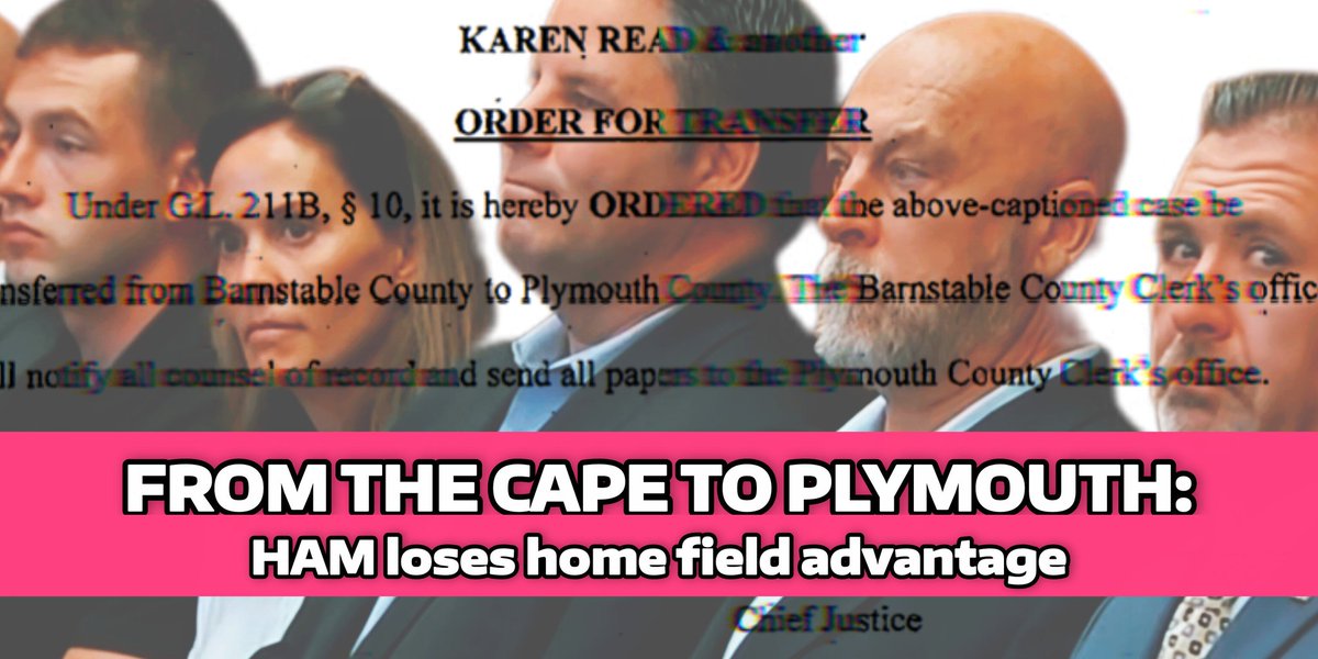 BoozeyBeauty's tweet photo. Interesting development in the Higgins/Albert/McCabe (HAM) lawsuit against Karen Read and Turtleboy:

The case has officially been transferred from Barnstable County to Plymouth County under G.L. c. 211B, § 10 after Judge Mark Gildea was specially assigned to preside over the matter.

Why does this matter?

One of the apparent strategic advantages for the plaintiffs was having the case filed down on the Cape in Barnstable County, which is geographically much farther removed from Norfolk County and the epicenter of the Karen Read case.

That potentially could have mattered later for jury pool considerations given how heavily saturated Norfolk County and surrounding areas have been with coverage of the John O’Keefe case.

However, once Judge Gildea was assigned to this lawsuit, the Chief Justice had authority under Massachusetts law to transfer the case to the county where Gildea is currently sitting: Plymouth County.

And that is exactly what happened.

This may not be ideal for the HAM plaintiffs because Plymouth County sits directly adjacent to Norfolk County and includes much of the South Shore, from areas like Hingham down through Plymouth. Communities throughout Plymouth County are generally very aware of the Karen Read case and the death of John O’Keefe due to years of nonstop local coverage.

As an example:
Canton borders Stoughton in Norfolk County, and Stoughton borders Brockton in Plymouth County. These regions are deeply interconnected geographically, culturally, and through local media coverage.

In short, the lawsuit just moved significantly closer to the center of public awareness surrounding the Karen Read case.