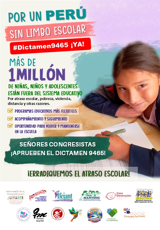 MNNATSOP's tweet photo. Más de 1 millón de niñas, niños y adolescentes están fuera del sistema educativo. El Congreso puede cambiar esta realidad.
Por un Perú sin limbo escolar.
#QueSeaLey #Dictamen9465 https://t.co/TvQGdTX3cT