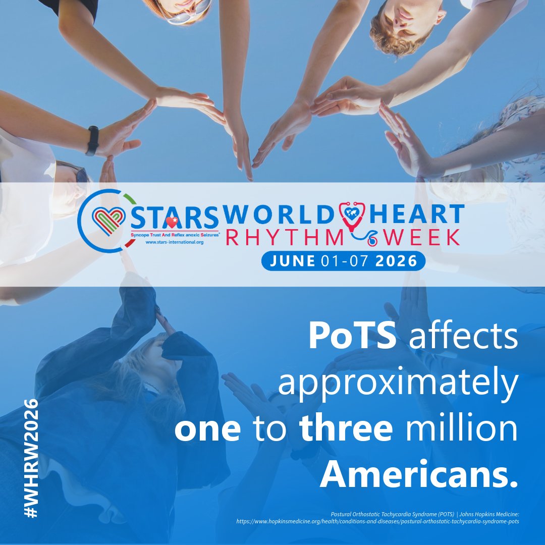 SyncopeTrust_US's tweet photo. PoTS affects approximately 1 to 3 million Americans.

Yet many people remain undiagnosed for years.

Symptoms can include dizziness, rapid heartbeat, fatigue, fainting, and brain fog — often having a major impact on daily life.

learn more at https://t.co/uQrl53ZHxZ

#WHRW2026 https://t.co/WotLtniUcI