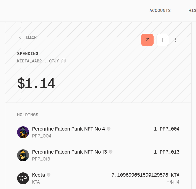 PFPonKeeta's tweet photo. An update on how Keeta Personal looks and works:

PFP NFTs look surprisingly native inside a banking-style account.

$KTA https://t.co/CVBoGniDEa