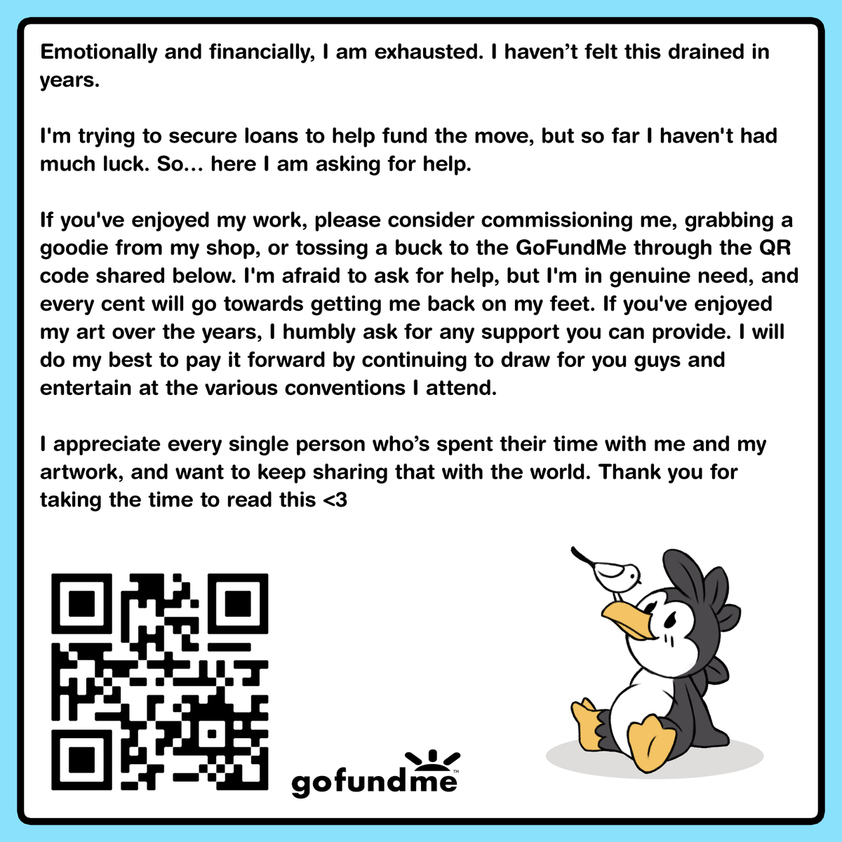OomlesArt's tweet photo. Hey yall, life update time. I'm gonna be real with you - I'm really struggling, and could use some help 💔 https://t.co/fw9Nzokez7