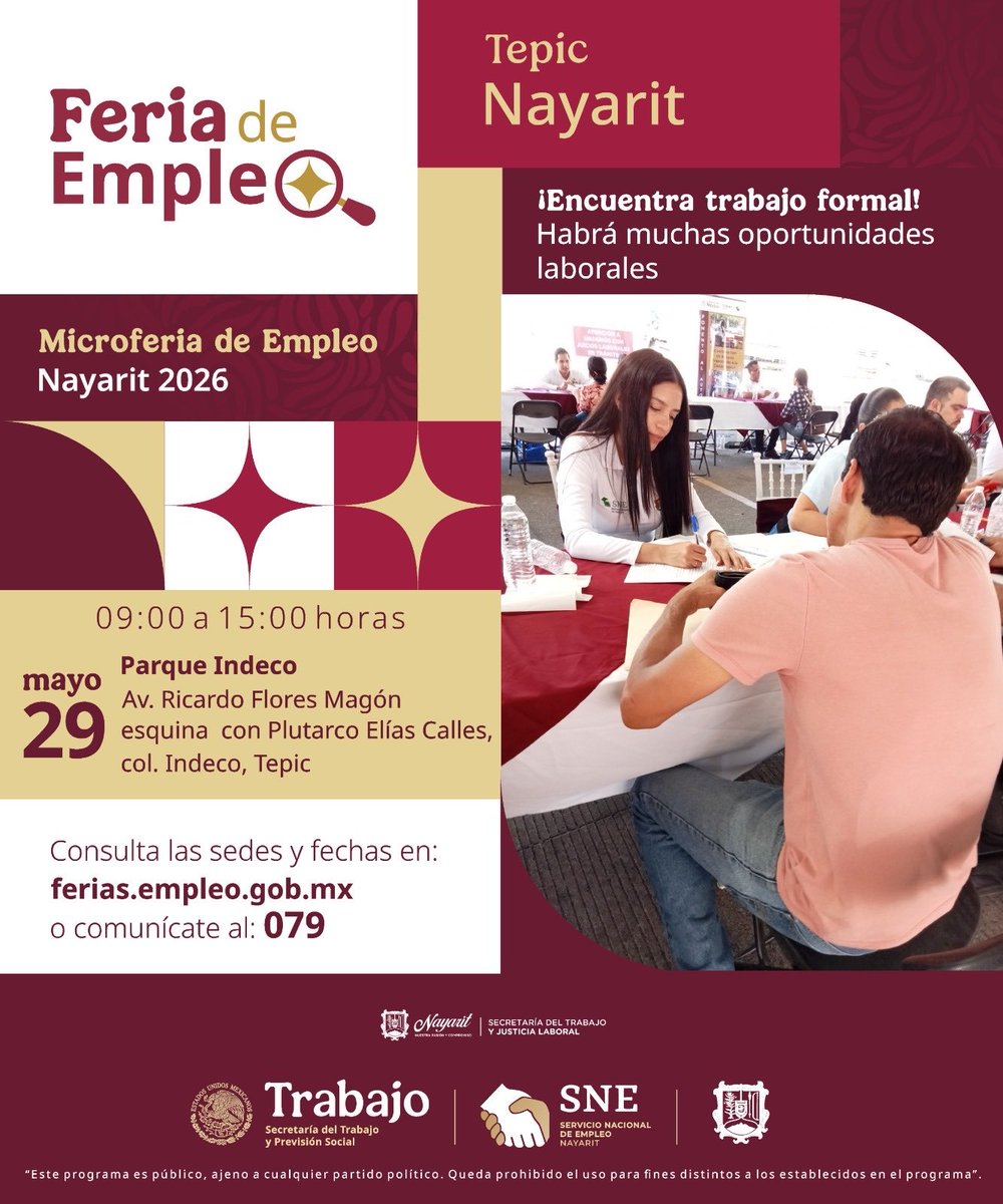 SNENayarit's tweet photo. ¡Llegó el día! es mañana 🙌 💼

Detalles 🔗 https://t.co/9kGTiBGbFn

👩‍💻 Habrá módulos de atención a empresarias(os) y trabajadoras(es)

#SNE #Trabajo #Empleo #PrimaveraLaboral #FeriasDeEmpleo #FeriaNacionalDeEmpleo https://t.co/jXKRrMSjHA