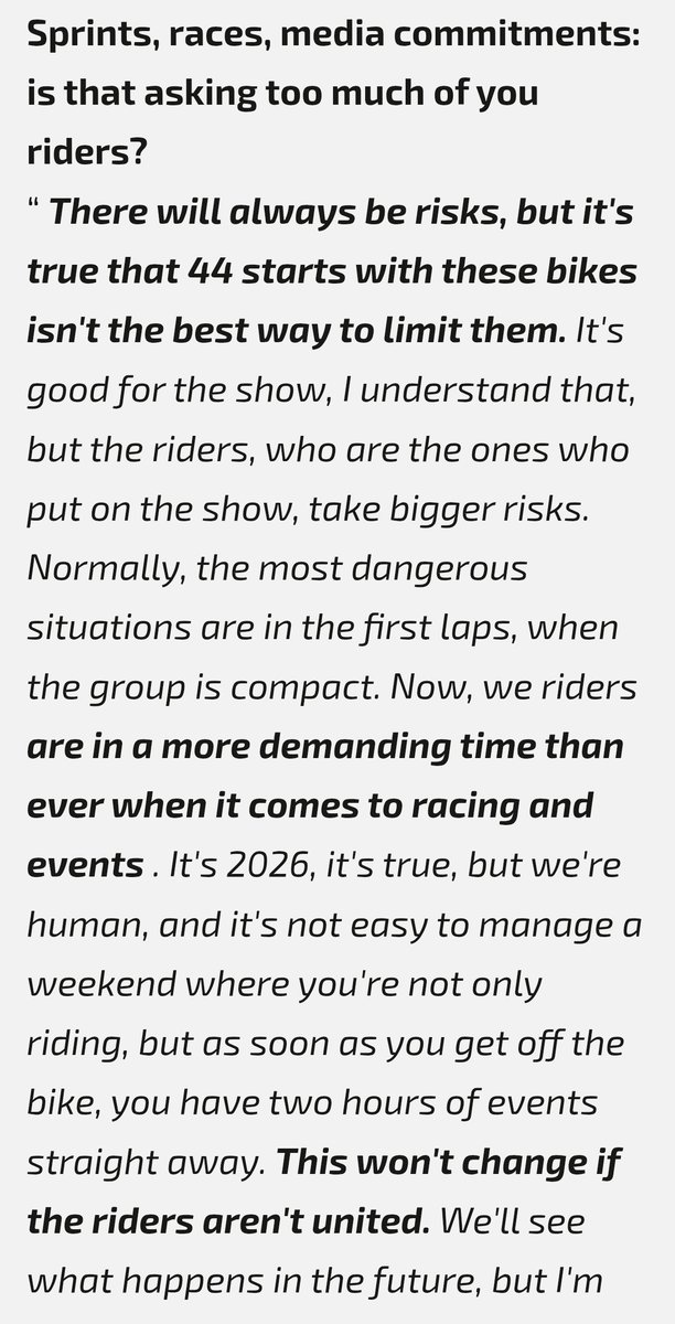 wetfroggie's tweet photo. PAUSE, IS MARC PUSHING FOR A UNION?

marc: "this won't change if the riders aren't united. we'll see what happens in the future, but i'm already trying to organize my commitments properly, because it's one of the most important things if you want to reduce risks." https://t.co/A0pALm0iHA
