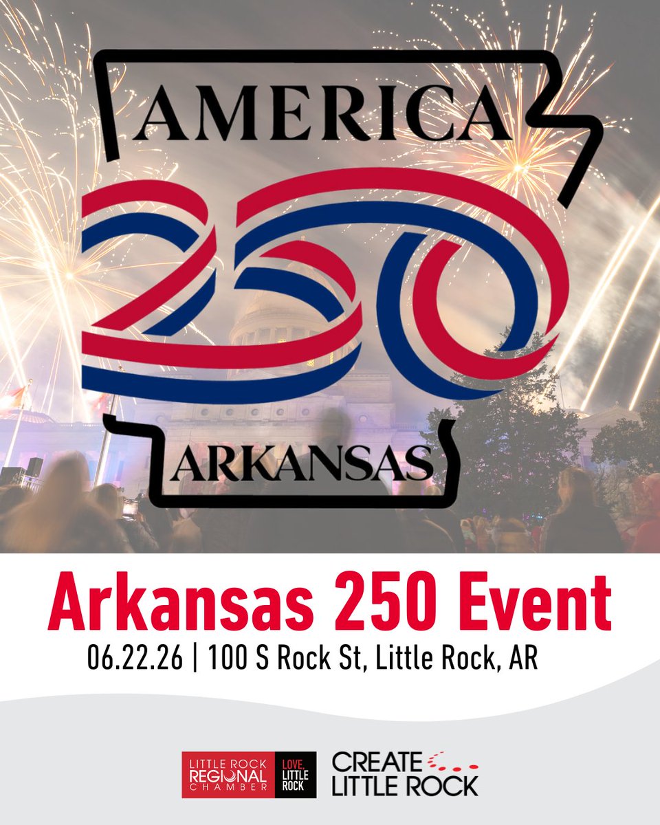 lrchamber's tweet photo. Arkansas has a unique story to tell, &amp; an even bigger future ahead!

Join us &amp; Rex Nelson on June 22 at CALS Main Library for a forward-looking conversation on Arkansas’ place in the national landscape as America celebrates 250 years of independence.

🔗https://t.co/4U2J4noDa8 https://t.co/IJV86ZHifg