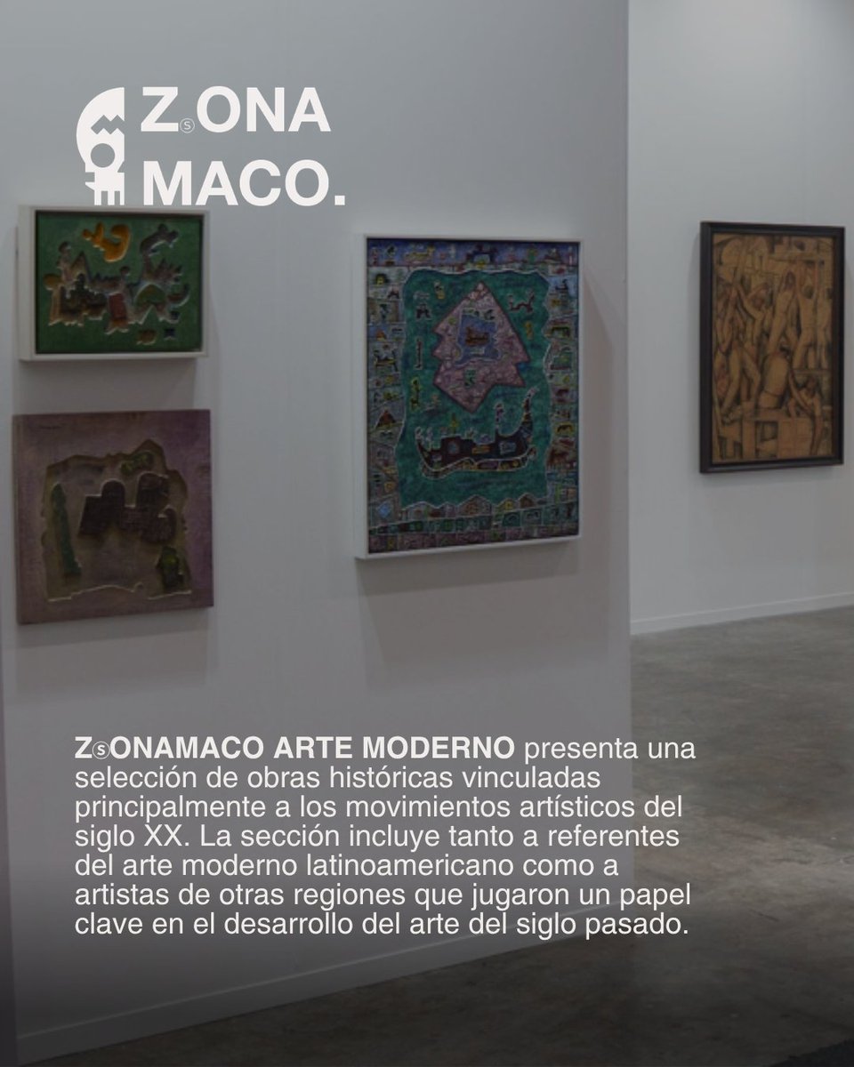 ZonaMaco's tweet photo. ZⓈONAMACO ARTE MODERNO presenta una selección de obras históricas vinculadas principalmente a los movimientos artísticos del siglo XX. 

Curador:
Esteban King Álvarez (México)

🎟️ Las aplicaciones para galerías ya están abiertas.

📩 Solicita más información escribiendo a info@zonamaco.com

Save the date:
 3–7 febrero 2027
 Ciudad de México 🇲🇽

#ZSONAMACO2027 #ZSONAMACOArteModerno #ZSONAMACO #SEMANADELARTEZSONAMACO