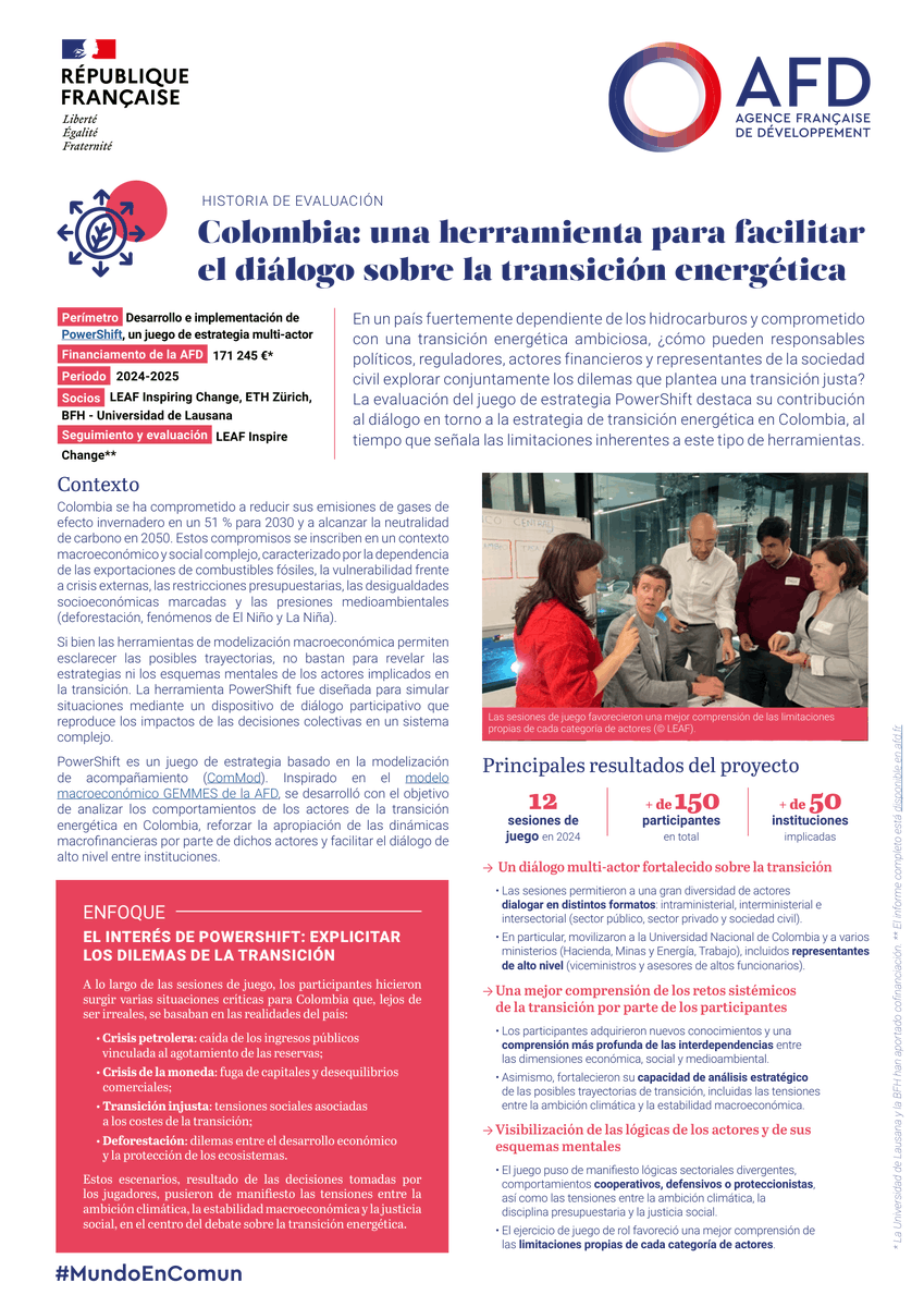 AFD_es's tweet photo. #EvaluarParaTransformar 📝 | En #Colombia, actores públicos, financieros y sociedad civil exploraron la transición energética con PowerShift, herramienta inspirada en el modelo GEMMES de AFD. https://t.co/jPSp1I5cUh
