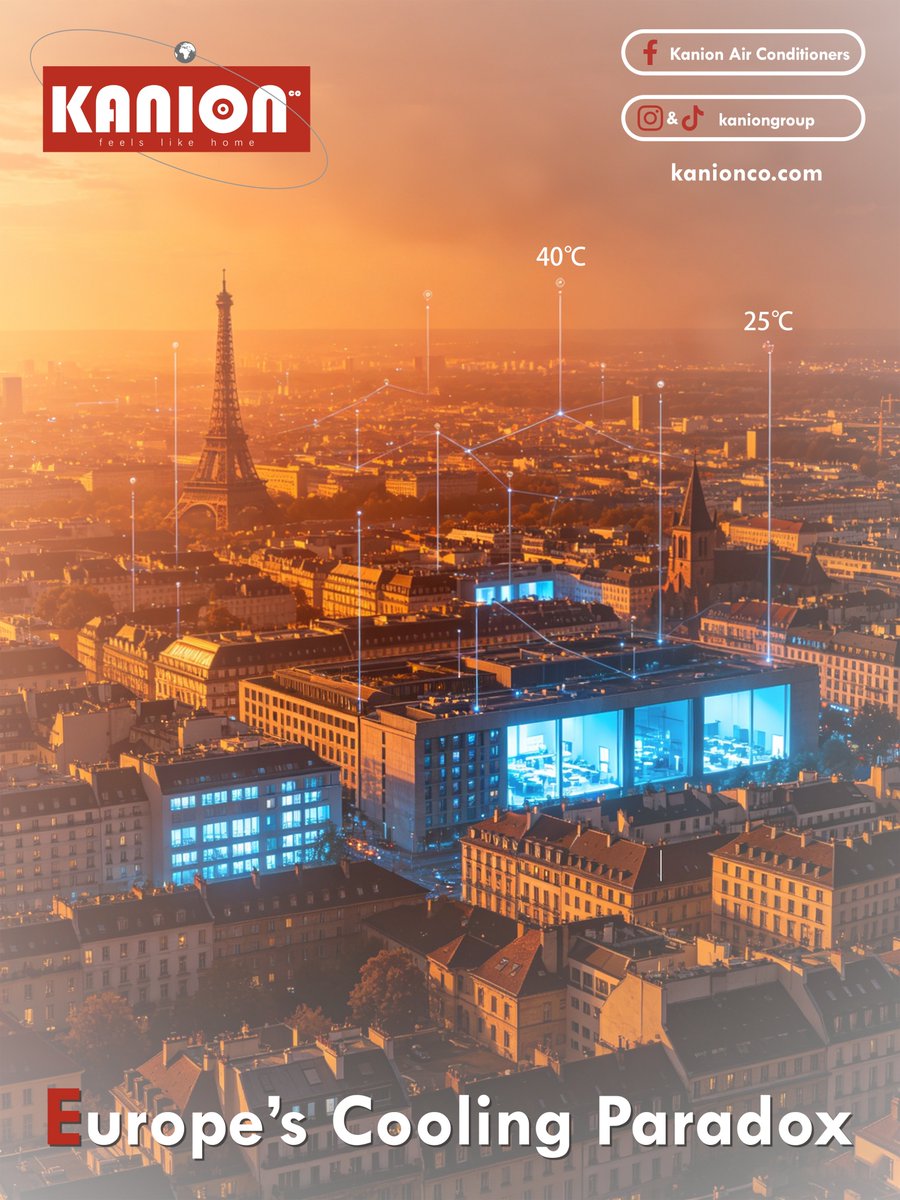 kaniongroup's tweet photo. Europe’s Cooling Paradox: How can AC stay sustainable as temperatures rise? 🌍 Read our full insights on Europe’s green cooling transition here: https://t.co/ZTtPLJKCxR
#KanionCo #HVAC #EnergyEfficiency #EuropeHVAC #ClimateTech https://t.co/OUfh5Fc4y3
