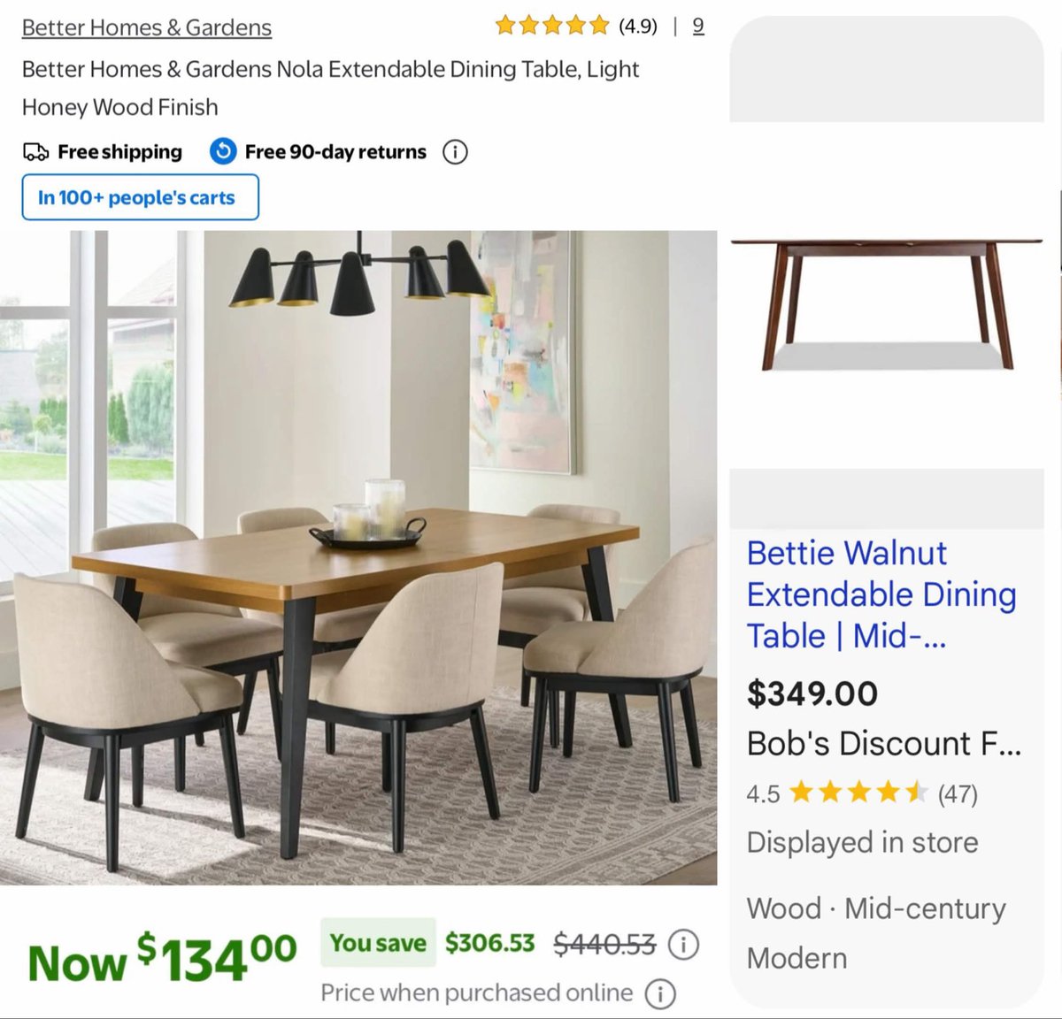 glitchaddicts's tweet photo. $440 DINING TABLE NOW LISTED FOR $134 AT WALMART 

Walmart just dropped the price on this dining table by more than $300

Similar table selling for $350 at other retailers

https://t.co/UNtOv2hIiS #ad https://t.co/wCzA6Ajuyb