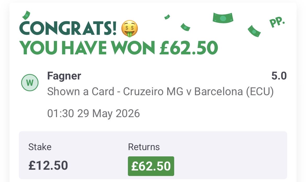 CardsCartelTips's tweet photo. Brazil has been rough recently, but this one didn’t take long. 😮‍💨👌🏻

Fagner carded before HT at 5.0x 🟨✅

£12.50 → £62.50 💰
Pereira need for another single and a double👀🤞🏻

Trust the process. 🇧🇷🔥
Tipped by Tommy T in the Tele https://t.co/hCi1GuzeNt
