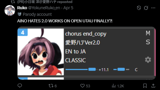 YokuneRuko_en's tweet photo. AINO HATES VP REPOSTED MY STUFF!?!?

Hey so when is she getting a new voice bank... https://t.co/3epNfK6fPF