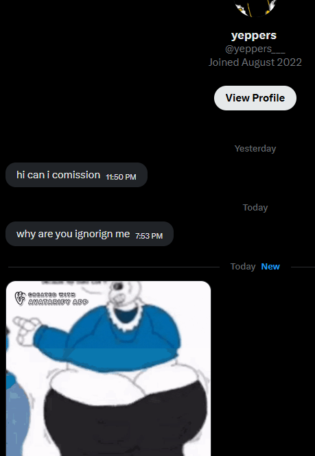 waffe_l's tweet photo. hey so there is this weird fucking stalker guy that keeps dming me what do i do https://t.co/Oyw2AzT4c5