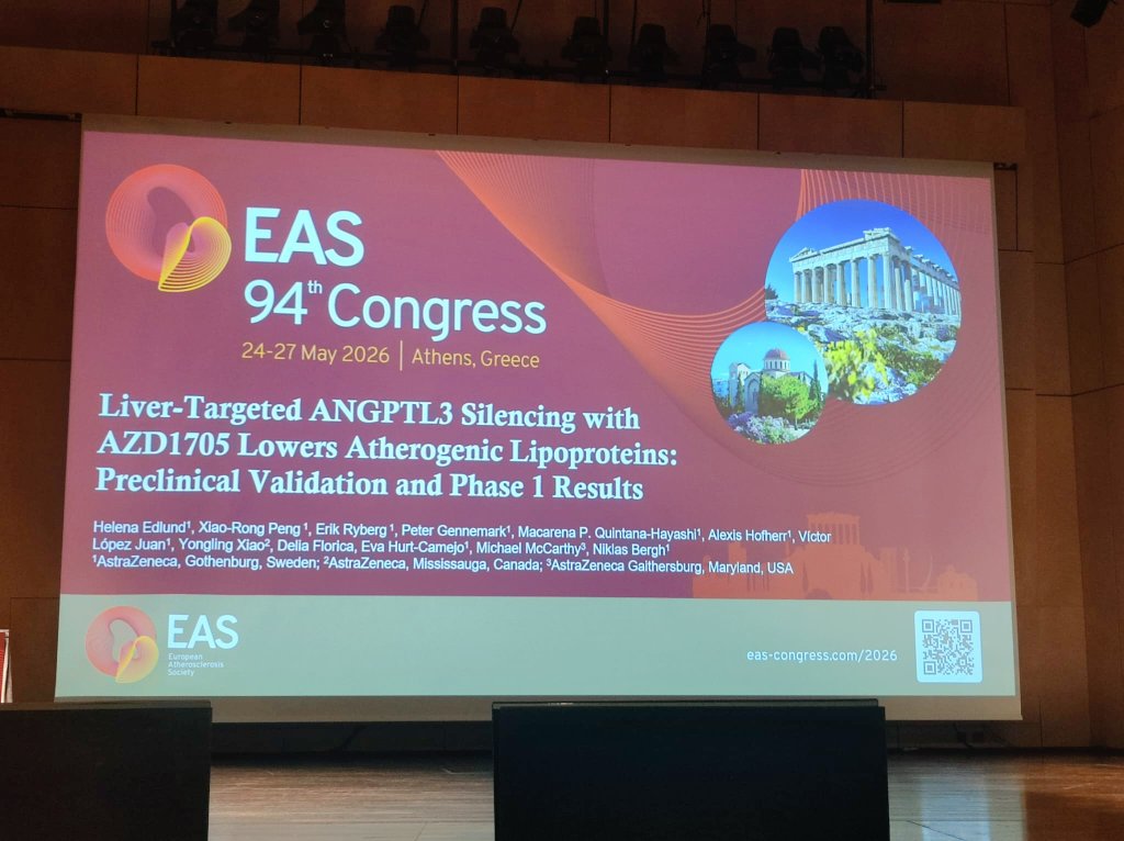 JhunuDr's tweet photo. The future #EASCongress2026
ANGPTL3 silencing is entering a very interesting space in lipid lowering. Preclinical and Phase 1 data on AZD1705, a liver targeted approach aiming to lower atherogenic lipoproteins https://t.co/ayq6aVGGFD